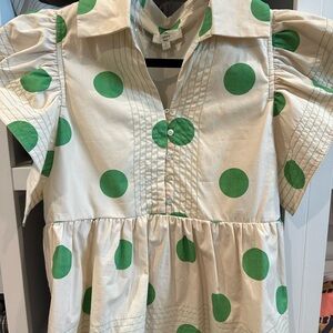 Entro Green and Cream Polka Dot Blouse